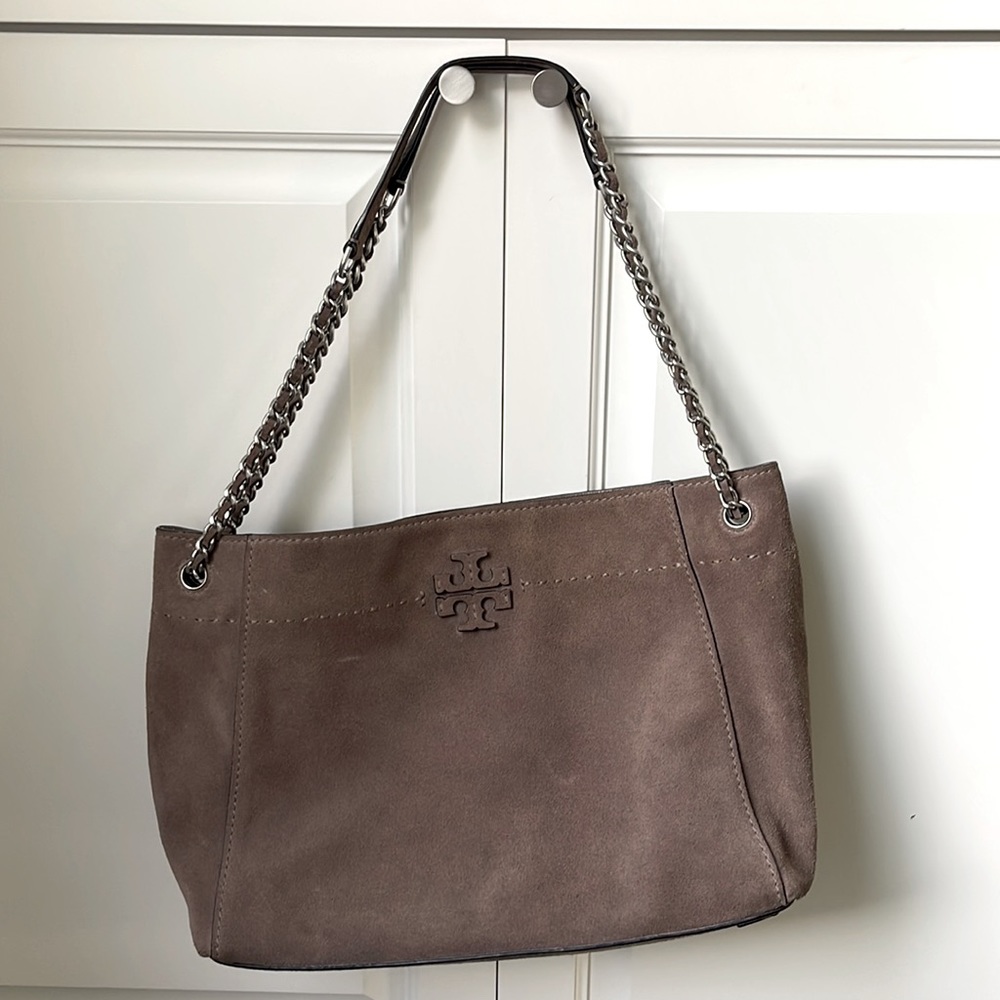 Tory Burch Suede McGraw Chain Slouchy Tote